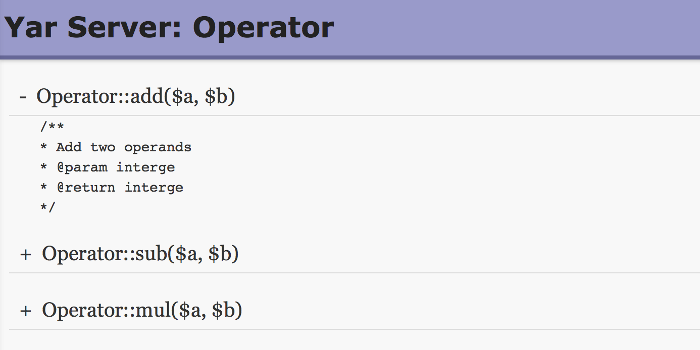 Informações do servidor Yar
